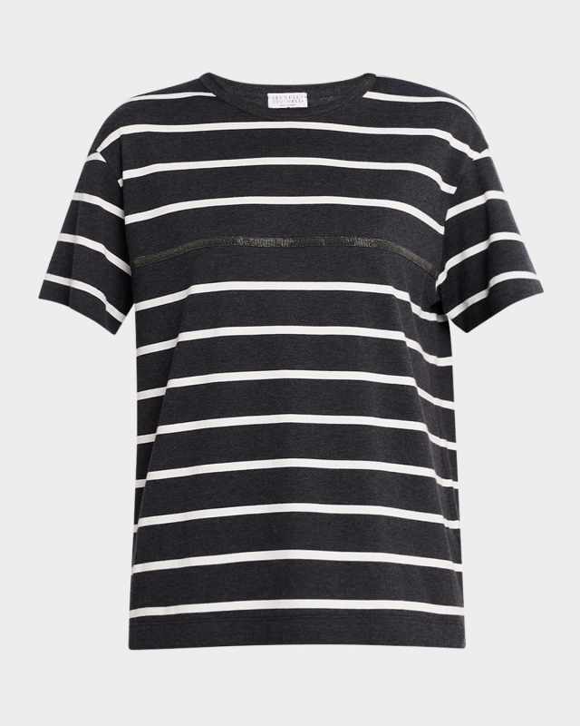 Monili Striped Short-Sleeve Cotton T-Shirt